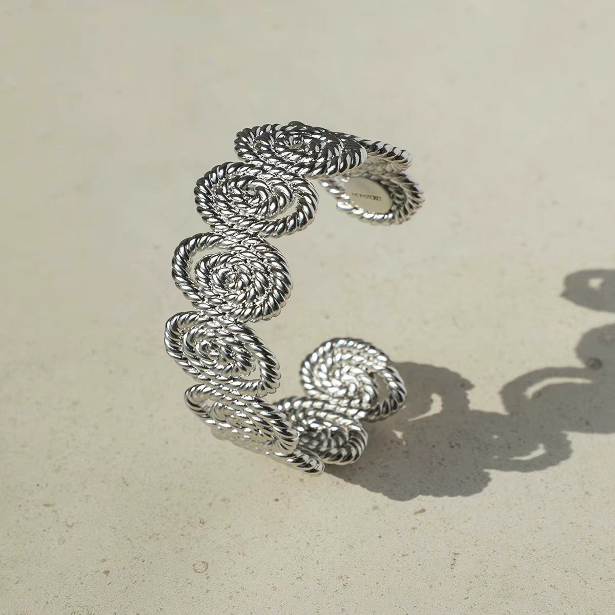Elaborate Sun Wide Bracelet Bangle In Gold Electroplated Copper With Stretch Adjustable Clasp