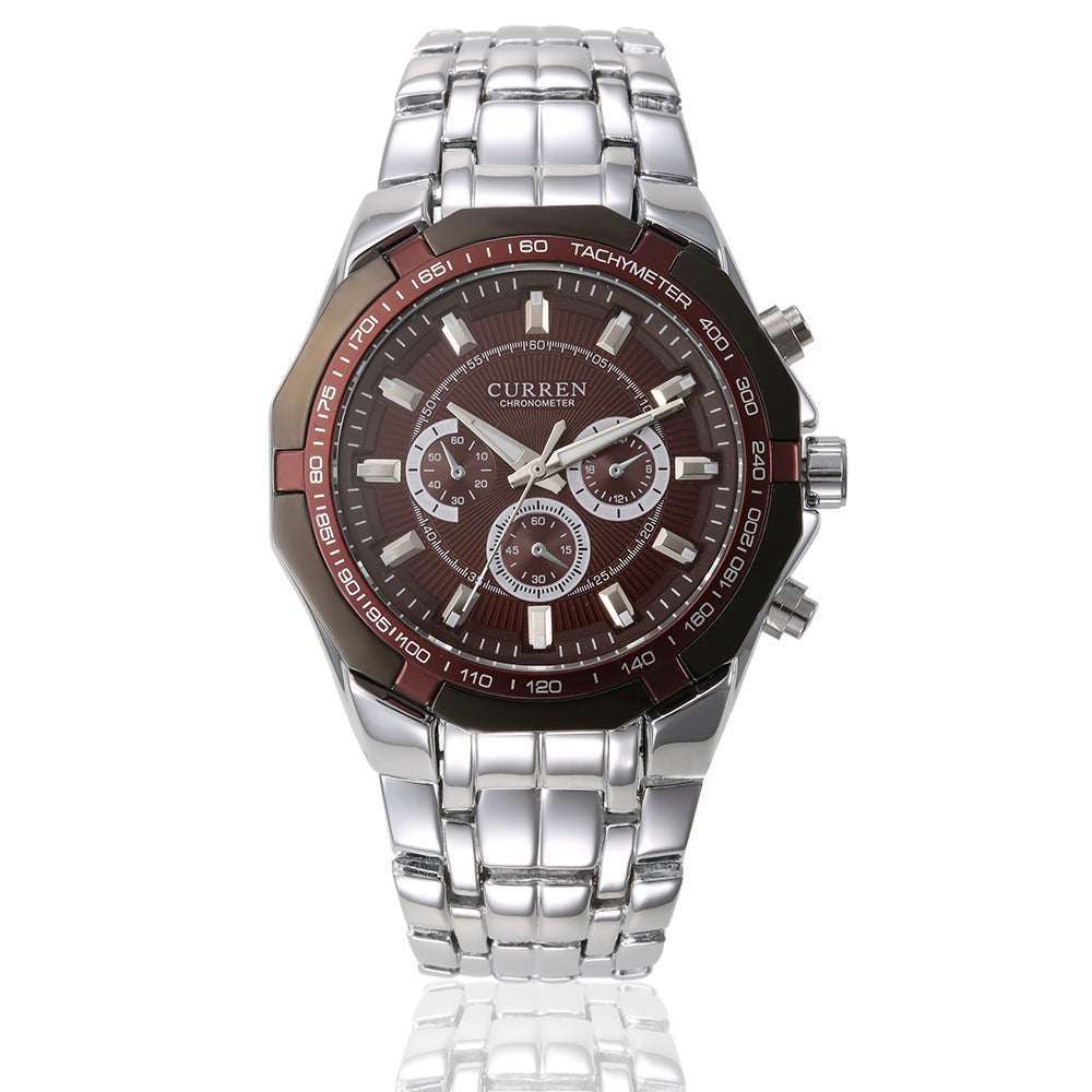 Men's Quartz Watch With Stainless Steel Strap And Pin Buckle Featuring Ordinary Glass Round Dial