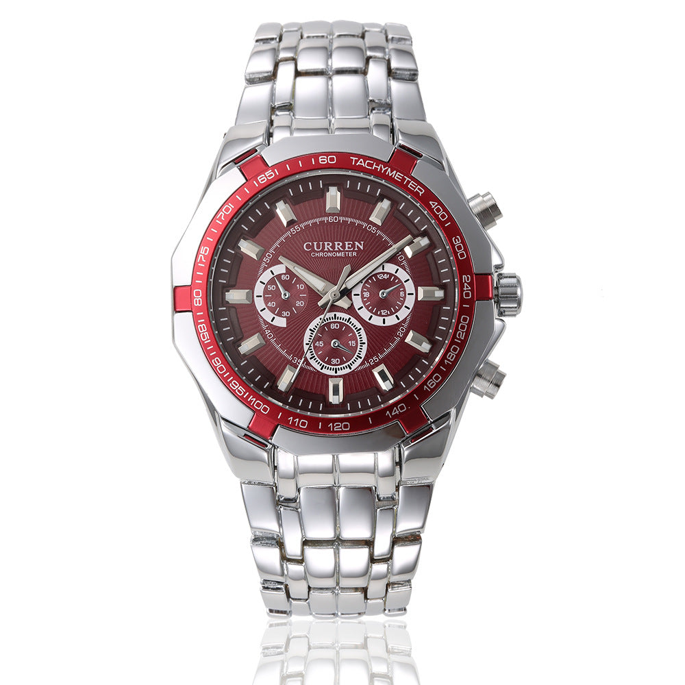 Men's Quartz Watch With Stainless Steel Strap And Pin Buckle Featuring Ordinary Glass Round Dial