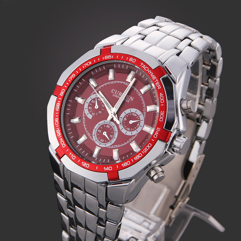 Men's Quartz Watch With Stainless Steel Strap And Pin Buckle Featuring Ordinary Glass Round Dial