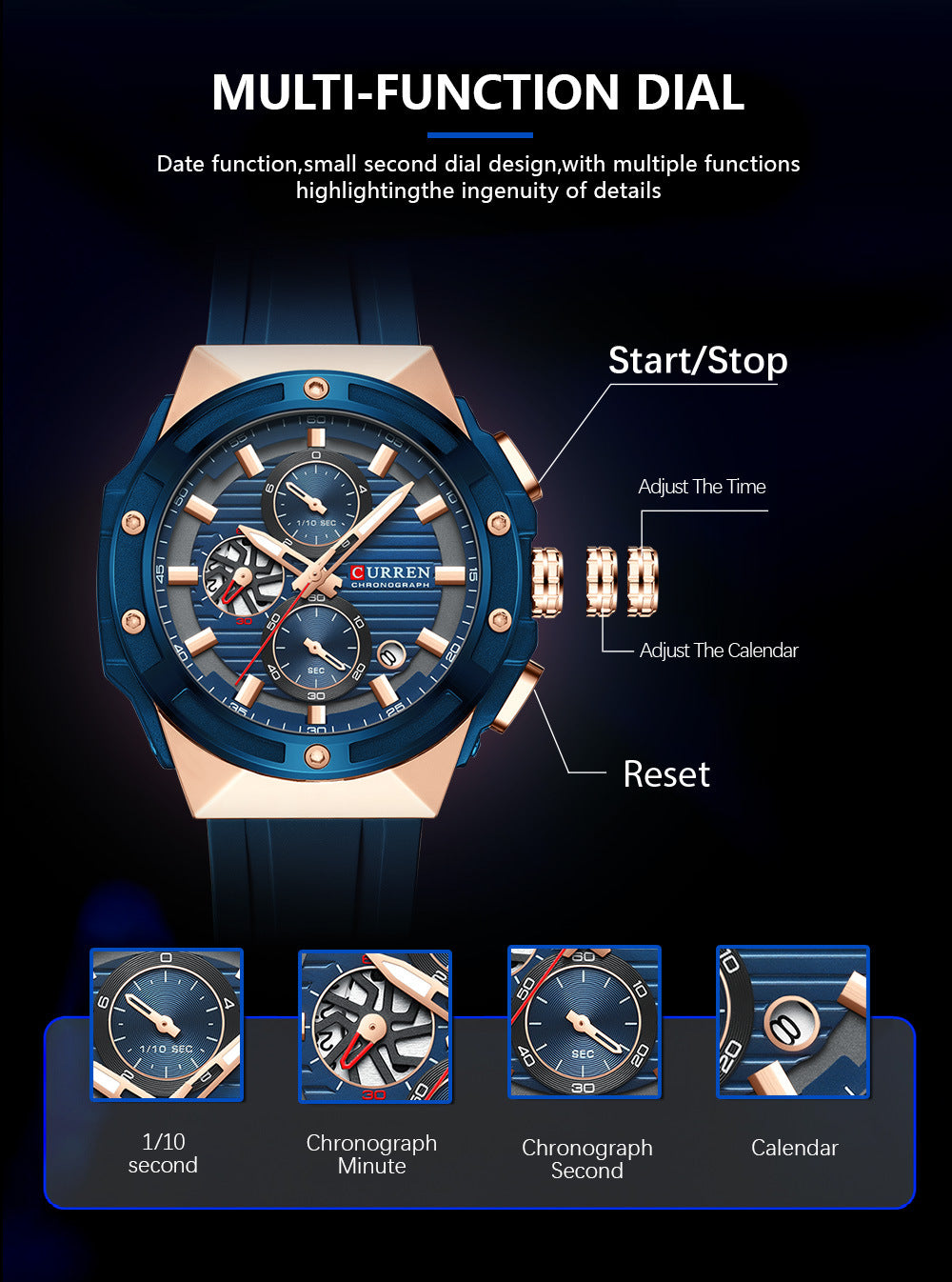 Men's Quartz Watch With Silica Gel Strap And Pin Buckle, Round Dial Featuring Ordinary Glass Mirror And Pointer Display