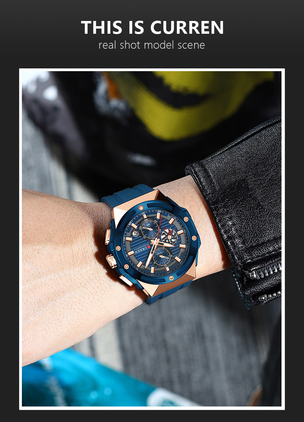 Men's Quartz Watch With Silica Gel Strap And Pin Buckle, Round Dial Featuring Ordinary Glass Mirror And Pointer Display