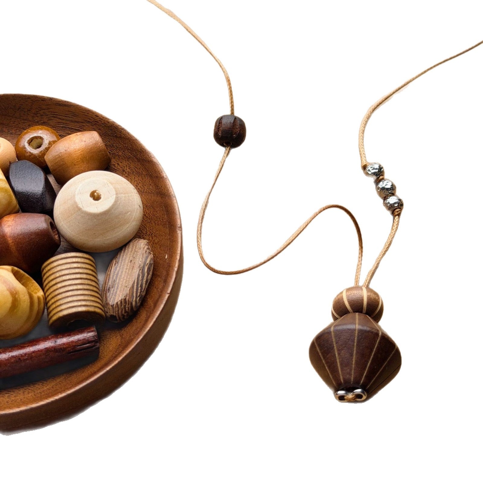 Geometric Wood Pendant For Jewelry Making In Dyed Finish With Retro Style, Ideal Jewelry Accessories