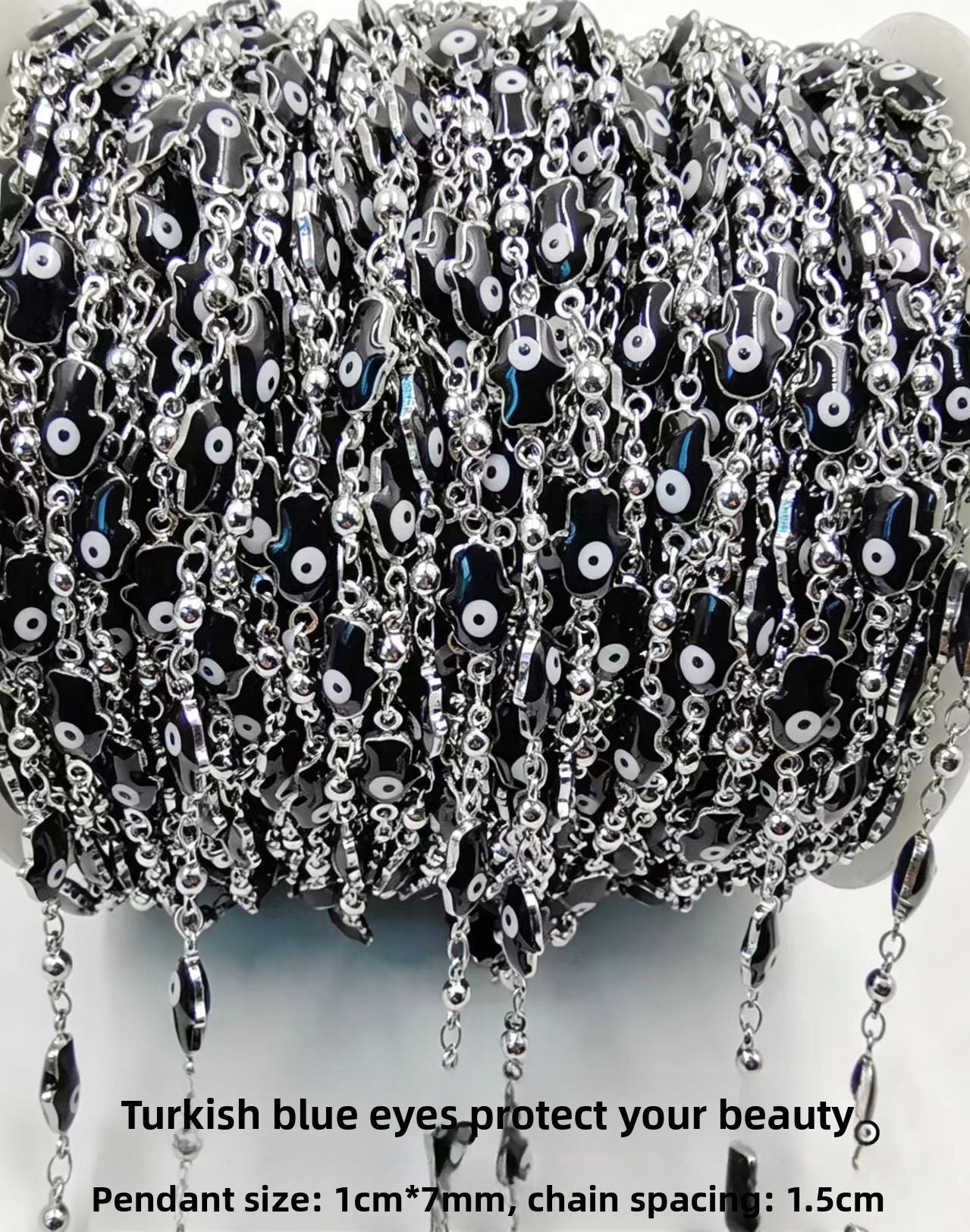 Devil's Eye Electroplated Copper Chain Featuring Handmade Chain Style With Electroplated Finish