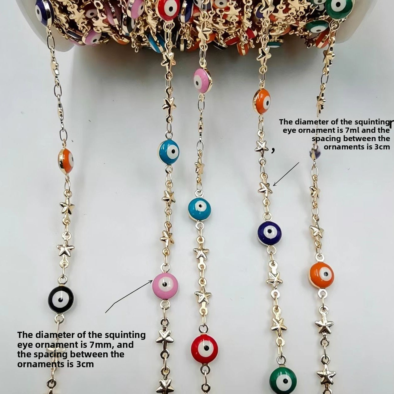 Devil's Eye Electroplated Necklace In KC Golden Plated Copper Featuring Handmade Chain Style