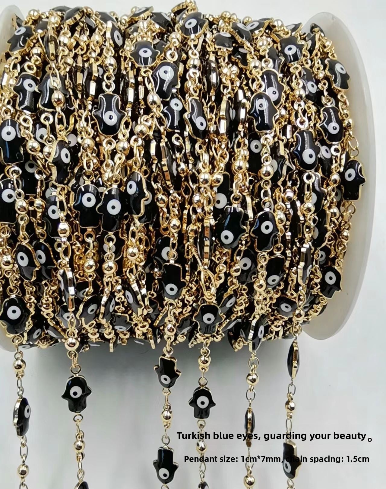 Devil's Eye Electroplated Copper Chain Featuring Handmade Chain Style With Electroplated Finish