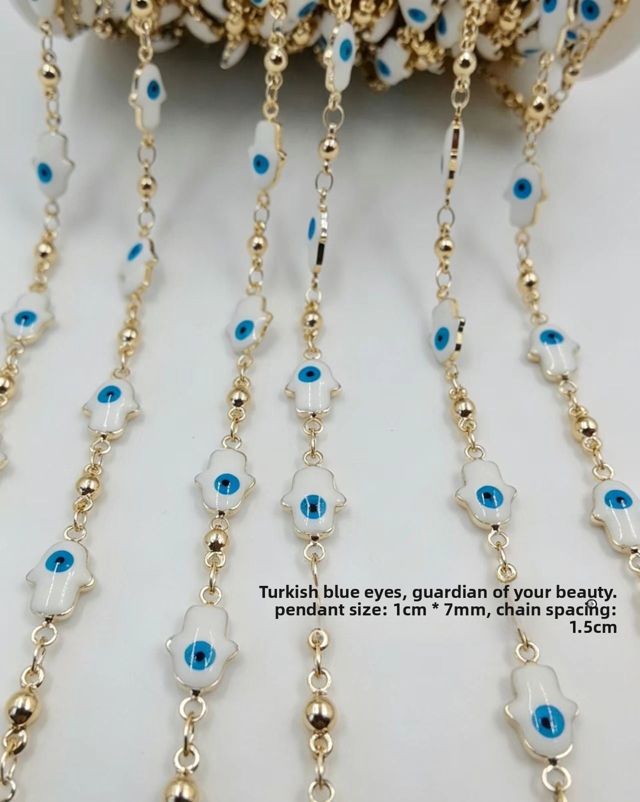 Devil's Eye Electroplated Copper Chain Featuring Handmade Chain Style With Electroplated Finish