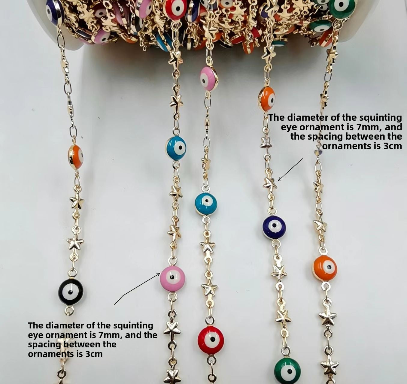 Devil's Eye Electroplated Necklace In KC Golden Plated Copper Featuring Handmade Chain Style