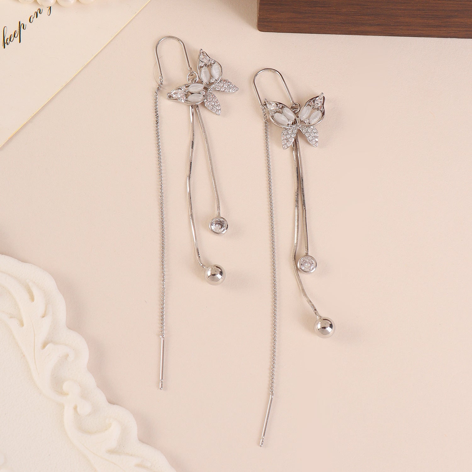 Butterfly Tassel Earrings For Women Featuring Gold Copper Design With Zircon Inlay And 925 Sterling Silver Ear Pins