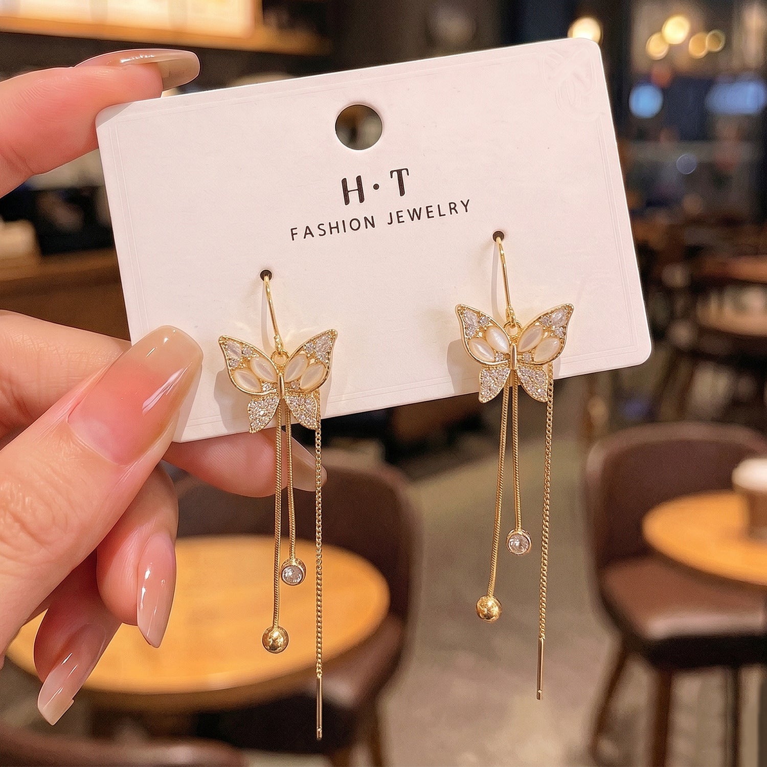 Butterfly Tassel Earrings For Women Featuring Gold Copper Design With Zircon Inlay And 925 Sterling Silver Ear Pins