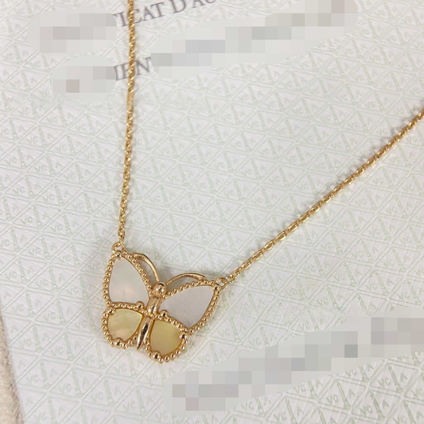 Handmade Rose Gold V Gold Butterfly Necklace With Shell Inlay And Cable Chain For Unisex