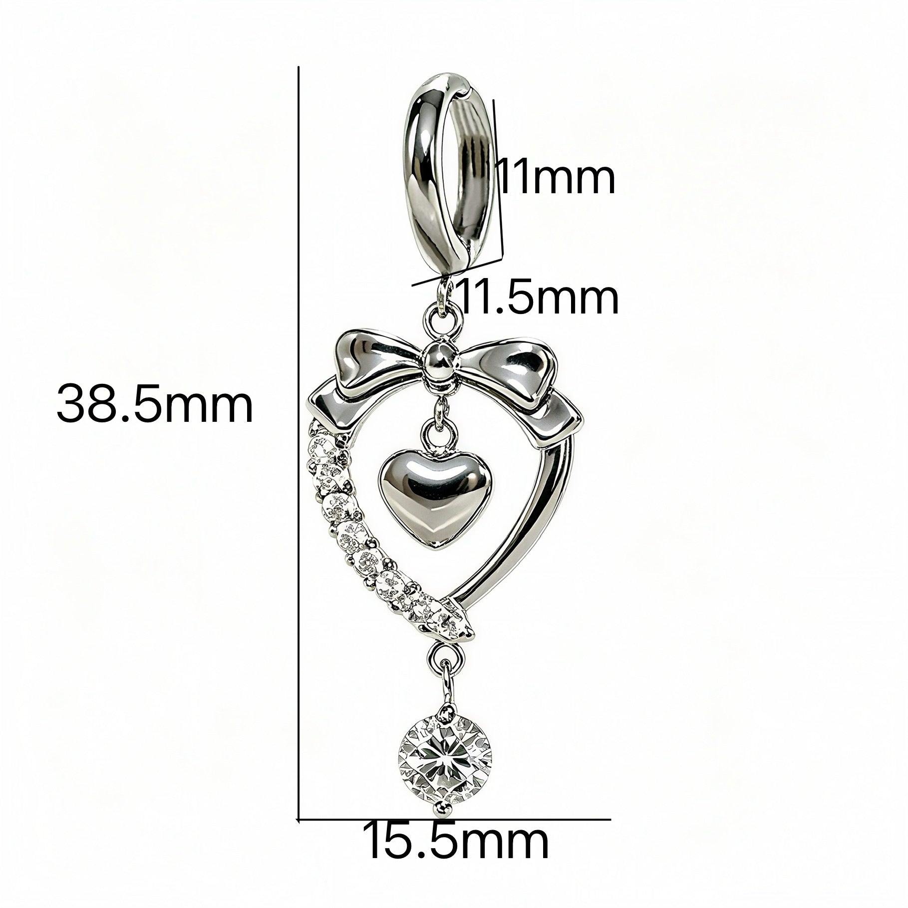Heart Shape Hoop Earrings For Women In Silver Featuring Copper Ear Pins, 1 Pair