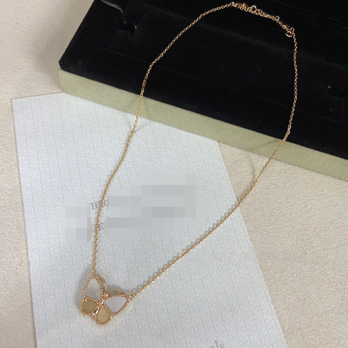 Handmade Rose Gold V Gold Butterfly Necklace With Shell Inlay And Cable Chain For Unisex