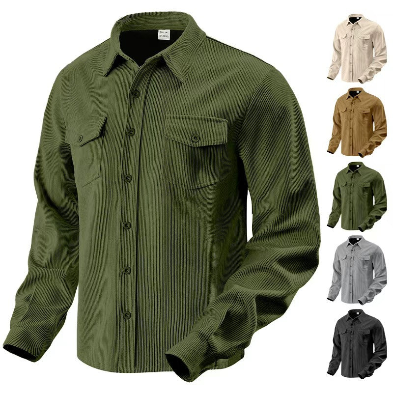 Men's Casual Stripe Single Breasted Jacket In Polyester Fabric With Jacquard Craftsmanship