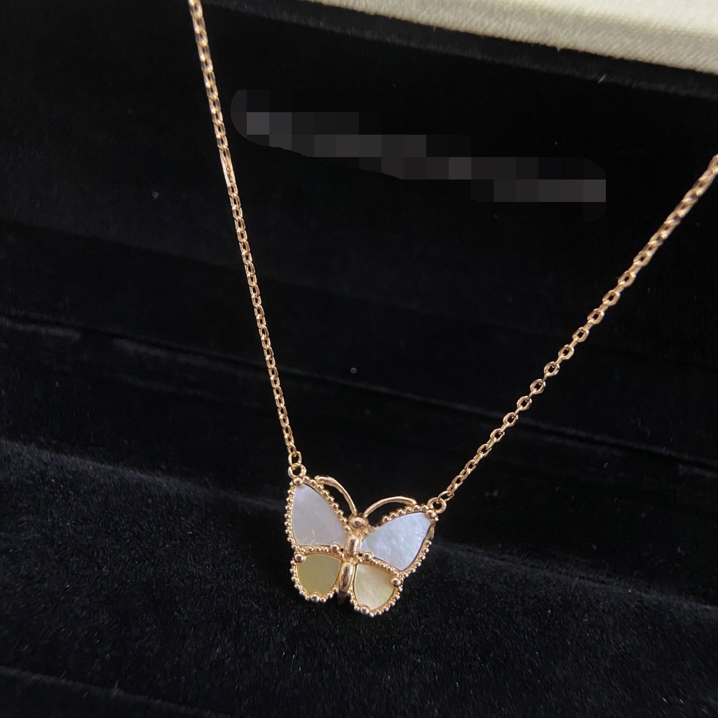 Handmade Rose Gold V Gold Butterfly Necklace With Shell Inlay And Cable Chain For Unisex