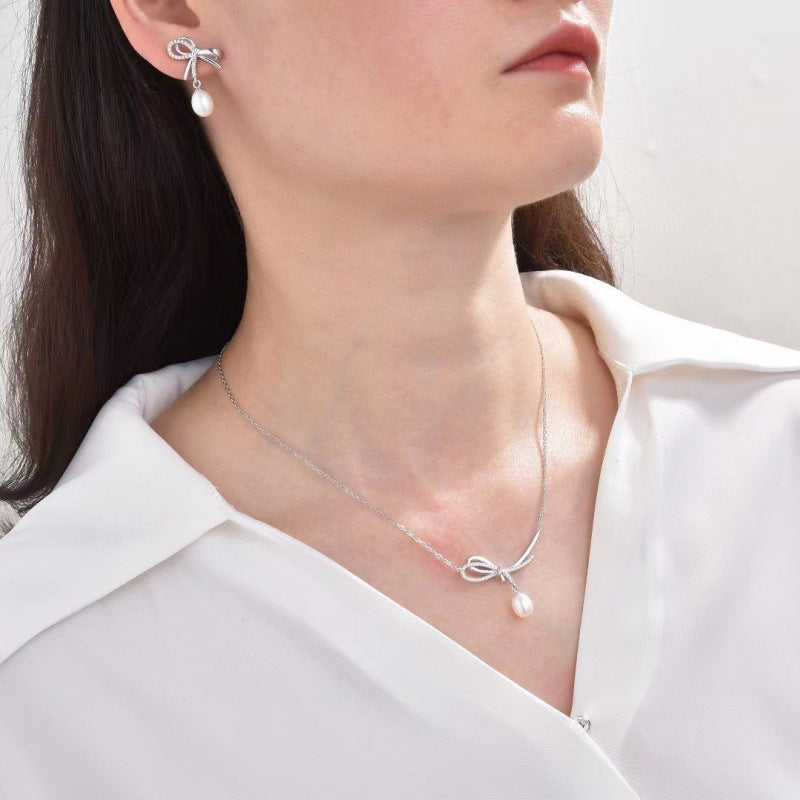 Elegant Bow Tie Earrings For Women In Silver Featuring 925 Sterling Silver Posts