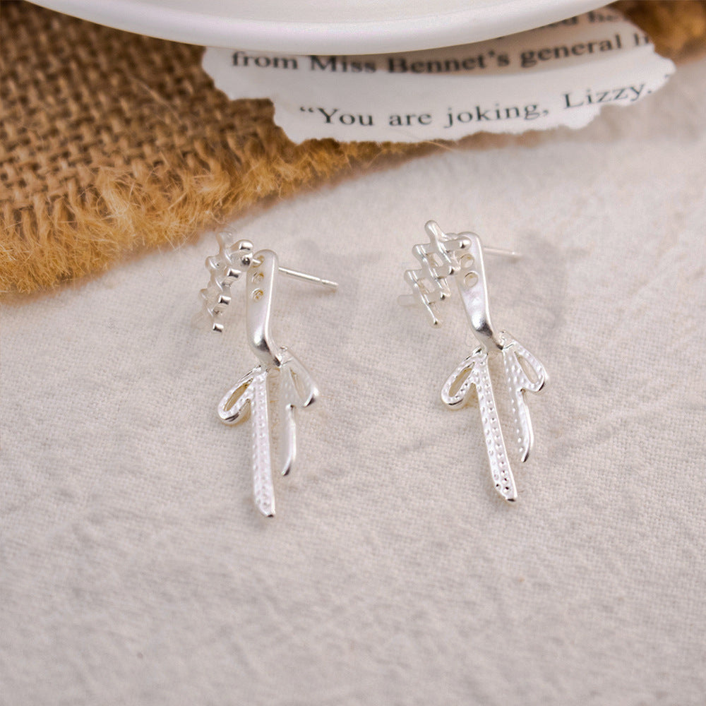 Bow Tie Drop Earrings For Women In New Style With 925 Sterling Silver Studs And Electroplated Zinc Alloy