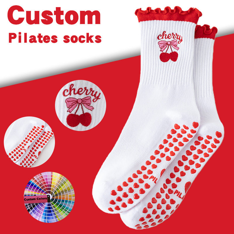 Cherry Sport Cotton Socks For Women In Rose Red, Suitable For All Seasons