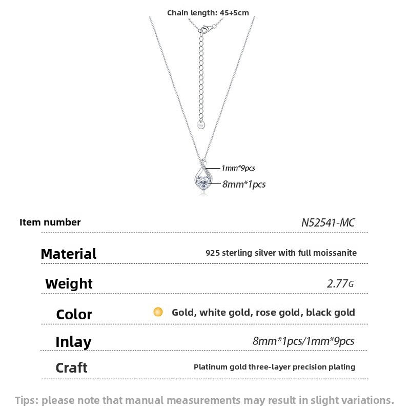 Heart Shape Necklace For Women In Rose Gold Featuring 925 Sterling Silver Pendant With Moissanite On Cable Chain