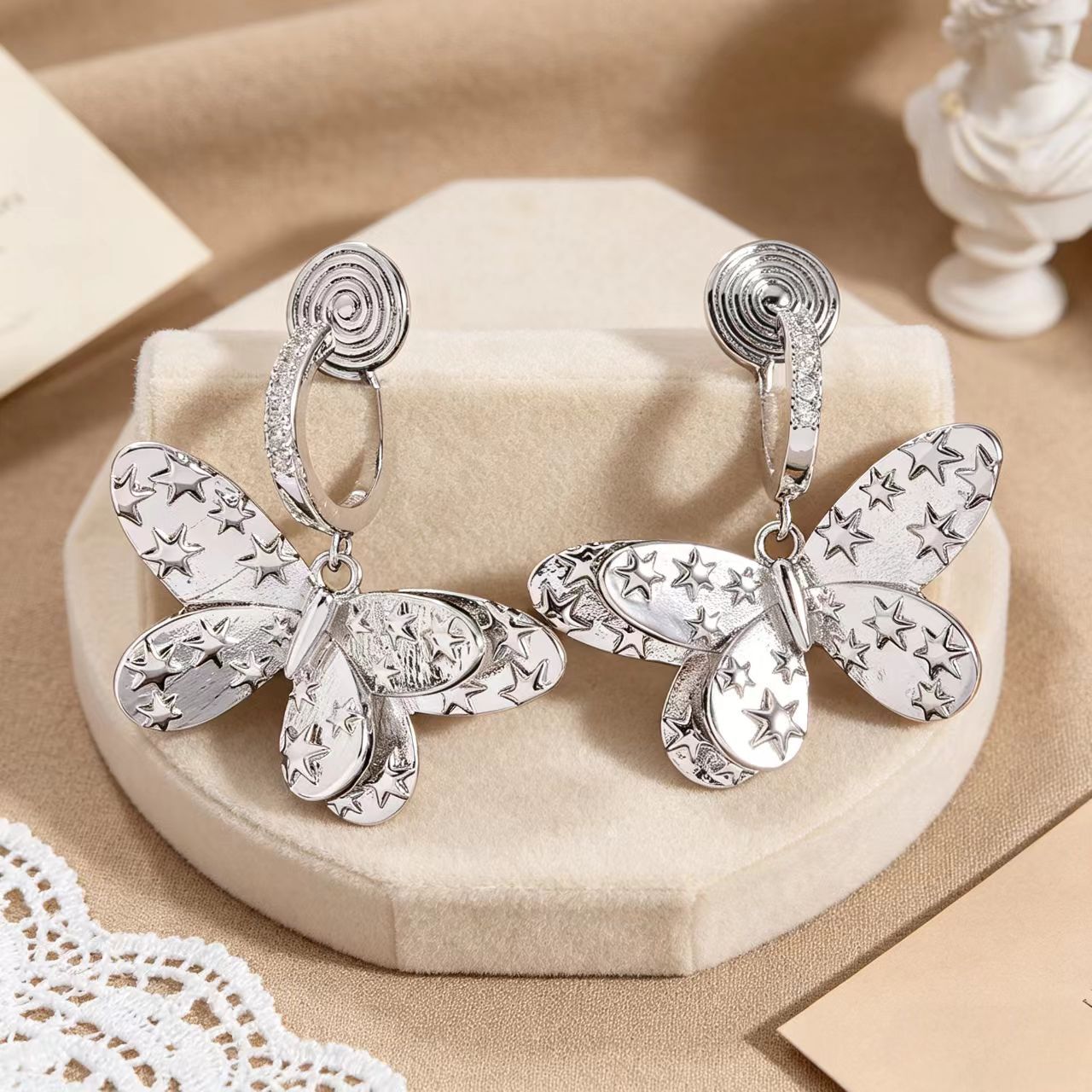 Butterfly Tassel Clip Earrings In New Style With Copper And 925 Sterling Silver Posts For Women