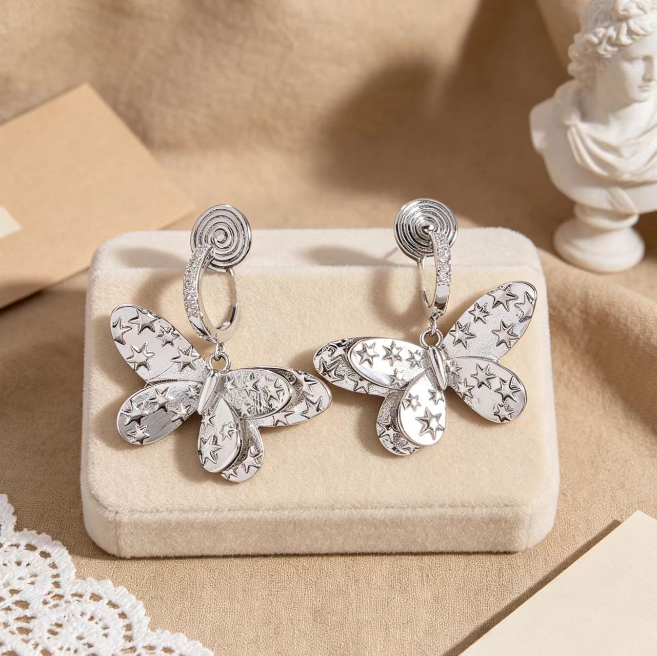 Butterfly Tassel Clip Earrings In New Style With Copper And 925 Sterling Silver Posts For Women