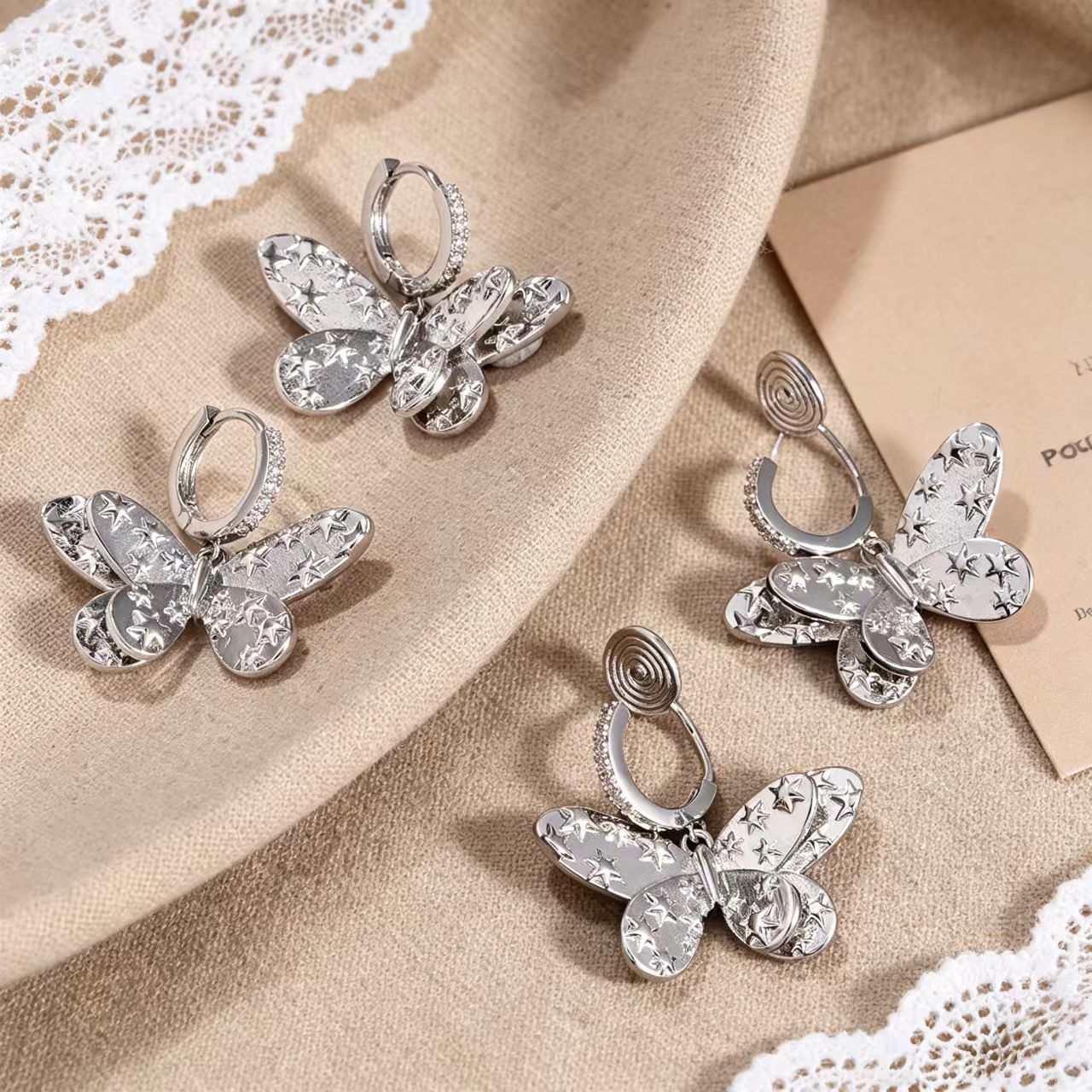 Butterfly Tassel Clip Earrings In New Style With Copper And 925 Sterling Silver Posts For Women