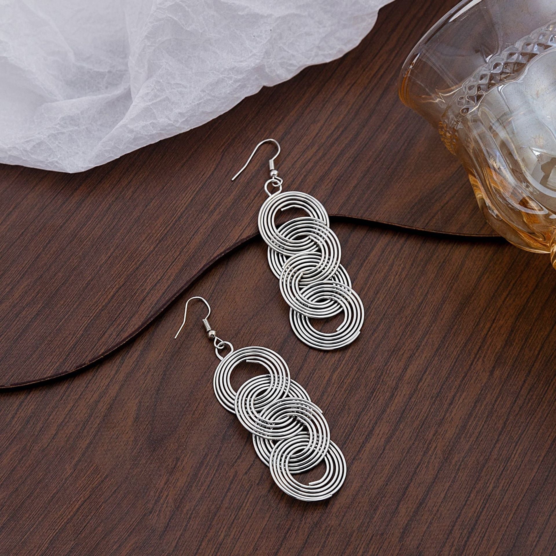 Geometric Exaggerated Ear Hook Earrings For Women In Gold Featuring Iron And 304 Stainless Steel Material