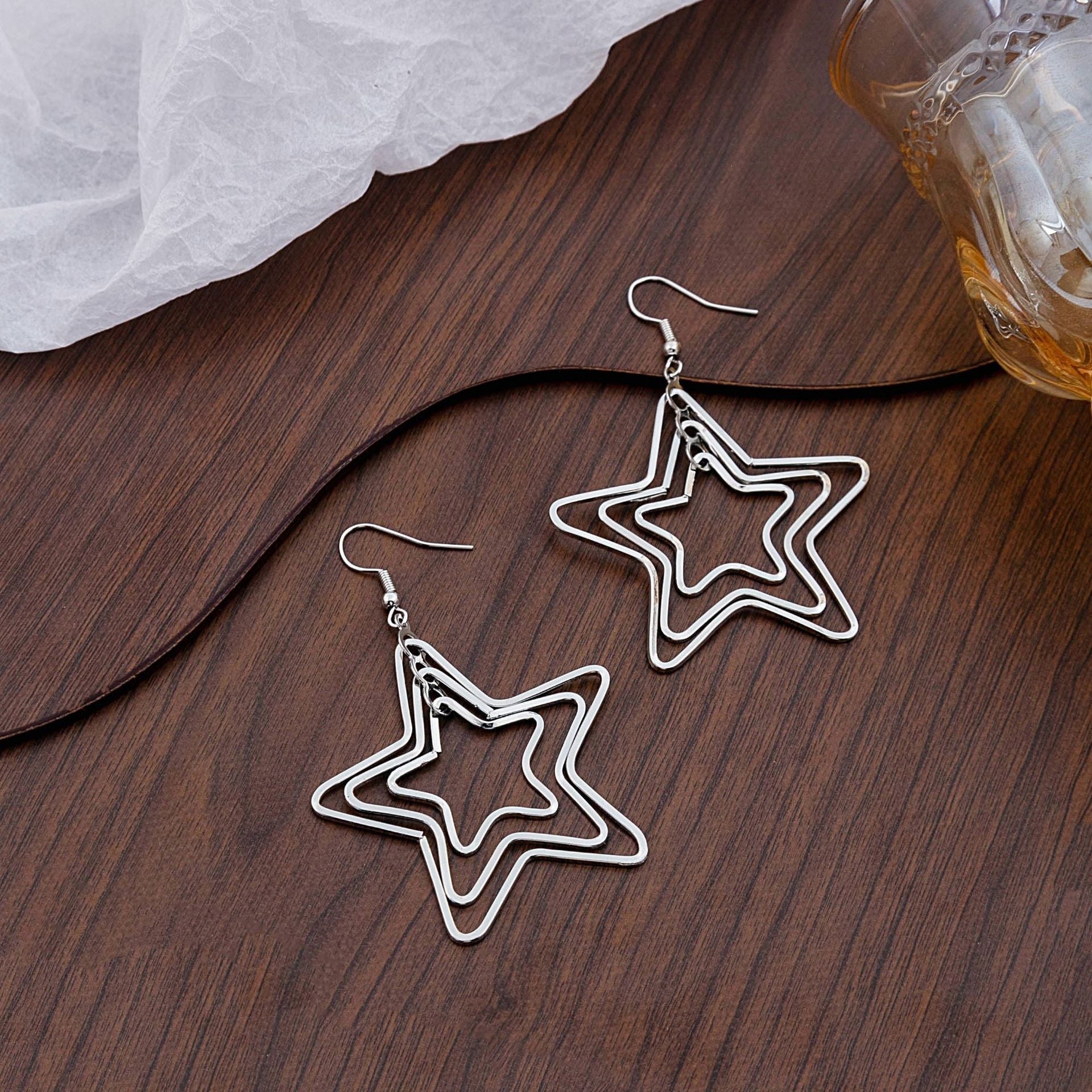 Geometric Exaggerated Ear Hook Earrings For Women In Gold Featuring Iron And 304 Stainless Steel Material