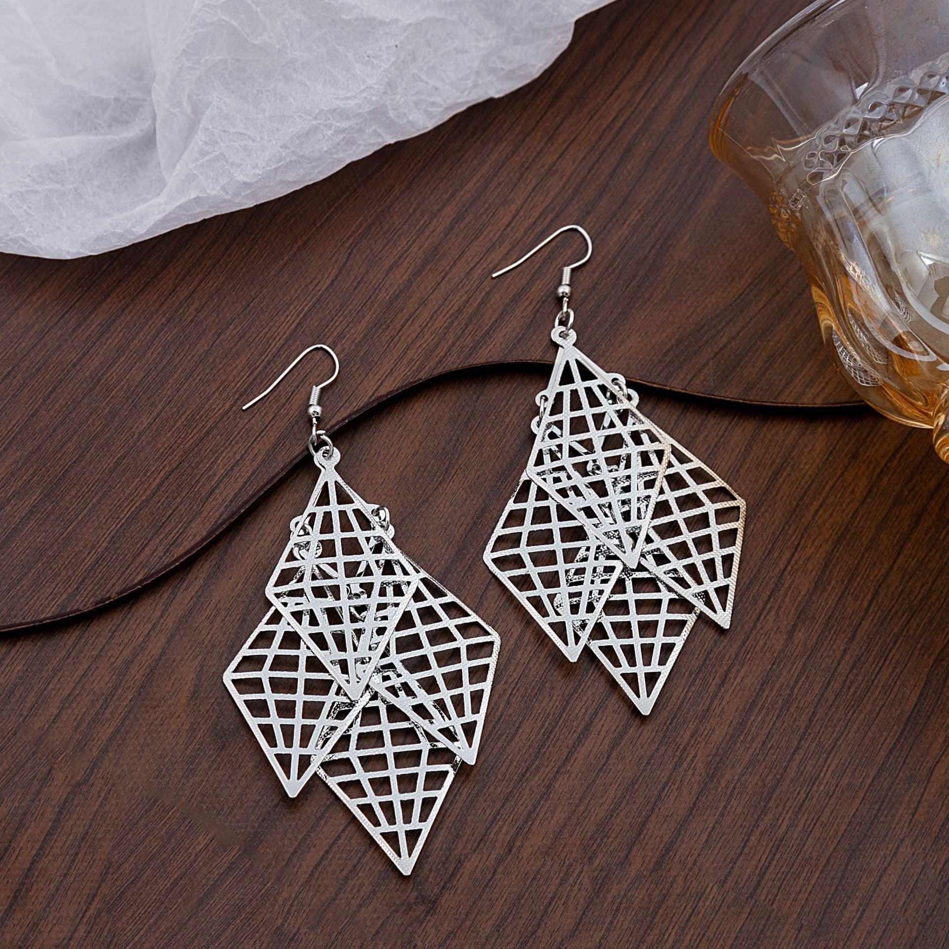Geometric Exaggerated Ear Hook Earrings For Women In Gold Featuring Iron And 304 Stainless Steel Material