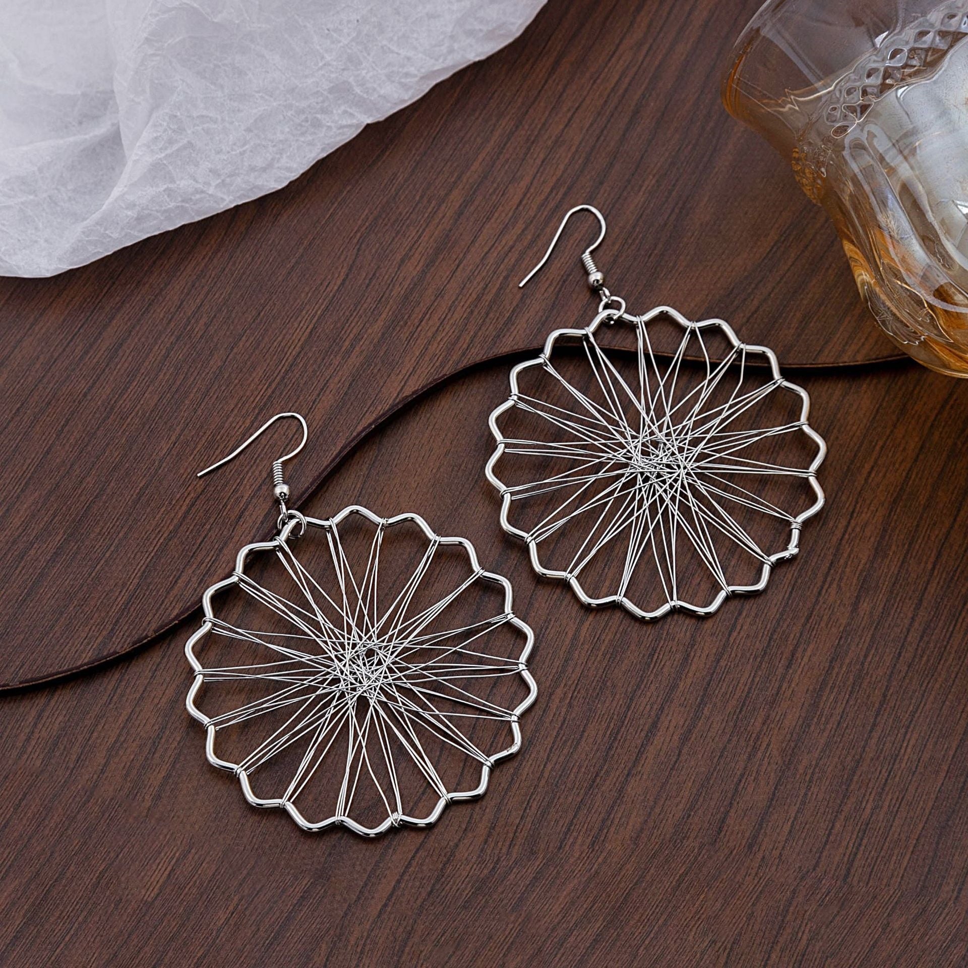 Geometric Exaggerated Ear Hook Earrings For Women In Gold Featuring Iron And 304 Stainless Steel Material