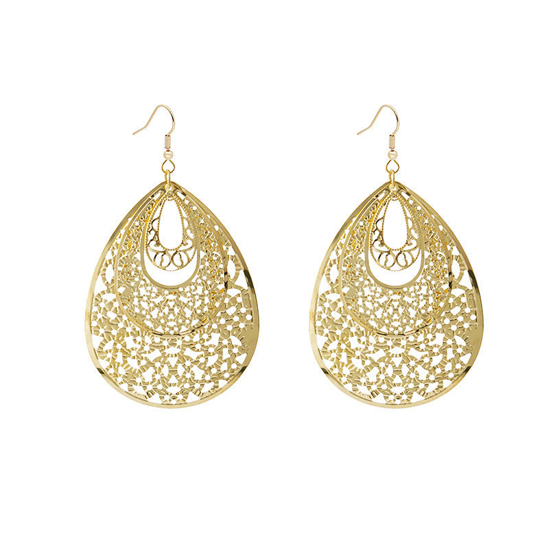 Geometric Exaggerated Ear Hook Earrings For Women In Gold Featuring Iron And 304 Stainless Steel Material
