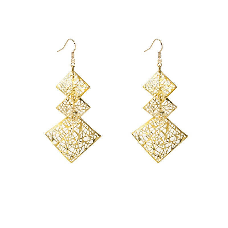 Geometric Exaggerated Ear Hook Earrings For Women In Gold Featuring Iron And 304 Stainless Steel Material