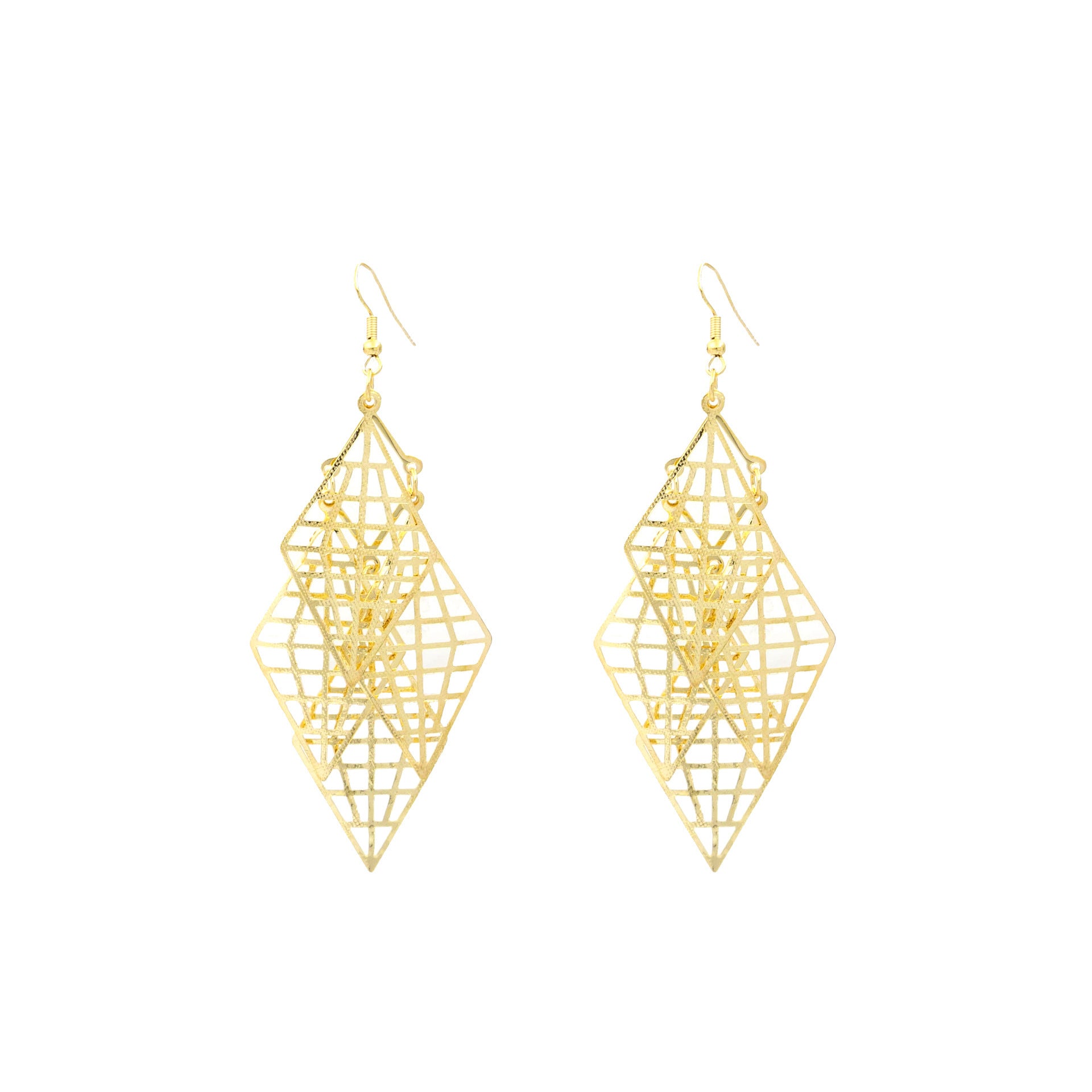 Geometric Exaggerated Ear Hook Earrings For Women In Gold Featuring Iron And 304 Stainless Steel Material