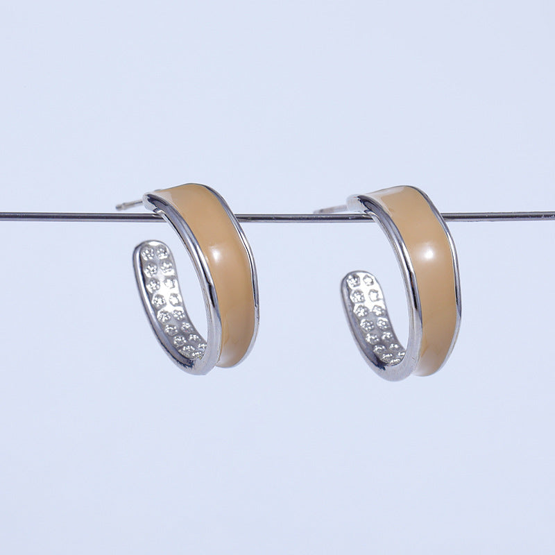 Butterfly Stud Earrings For Women In Sweet Style, Copper Ear Pins With Electroplated Alloy And Zircon Inlay