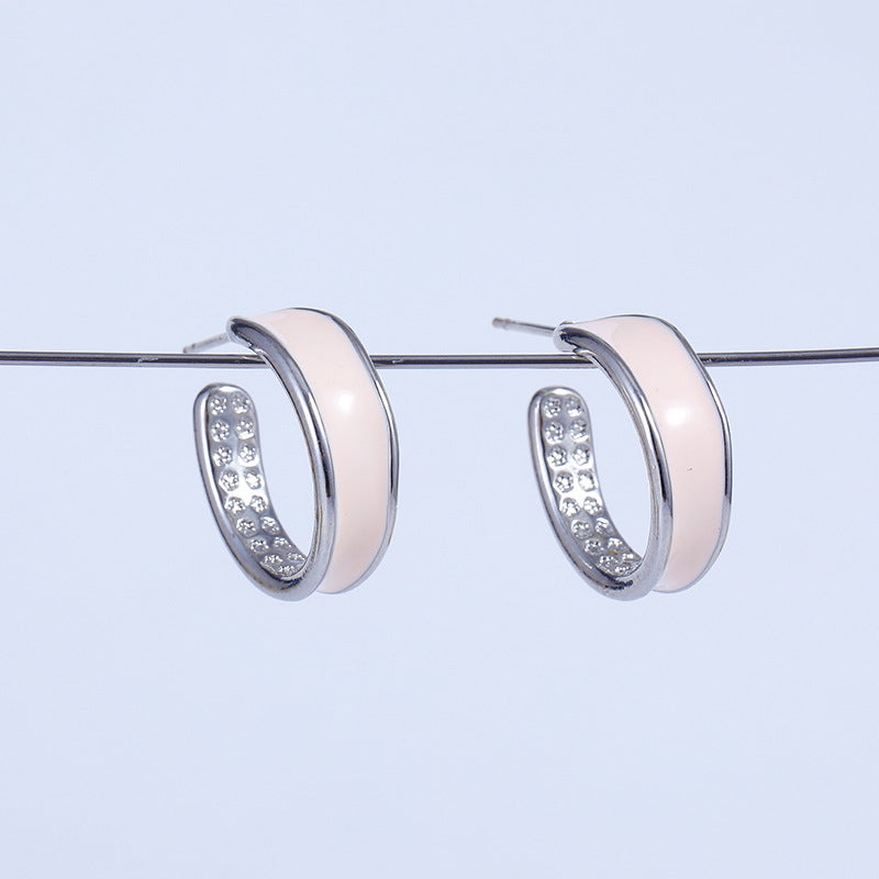 Butterfly Stud Earrings For Women In Sweet Style, Copper Ear Pins With Electroplated Alloy And Zircon Inlay