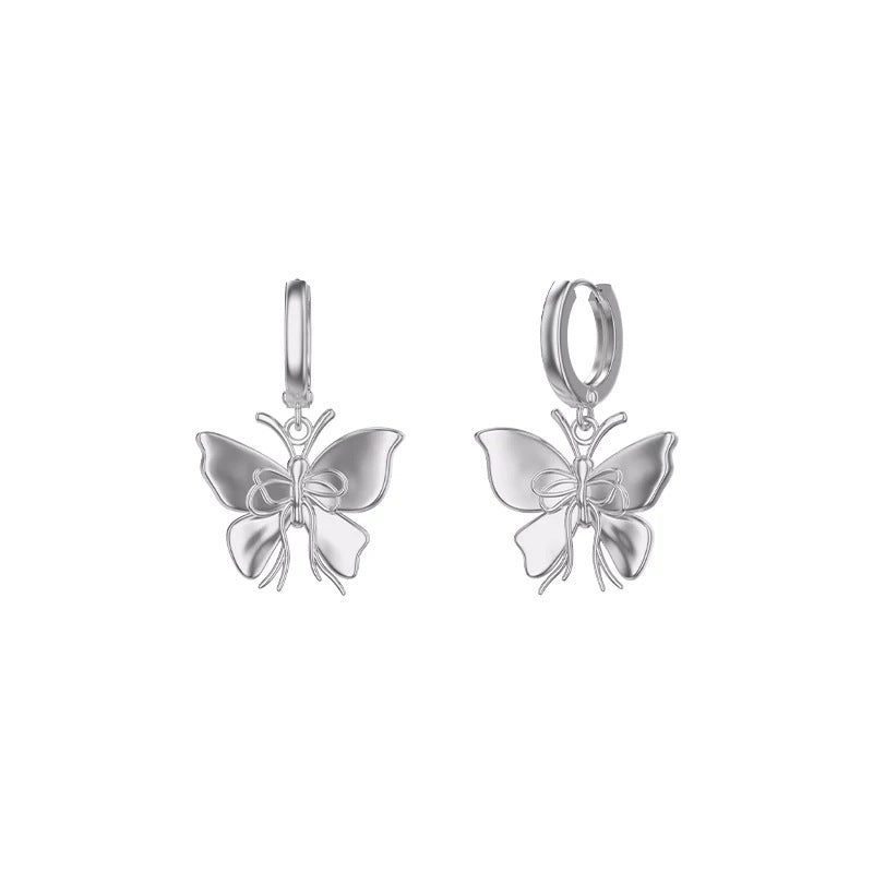 Elaborate Bow Tie Earrings In Maillard Style For Women, 925 Sterling Silver With Real Gold Electroplated Finish