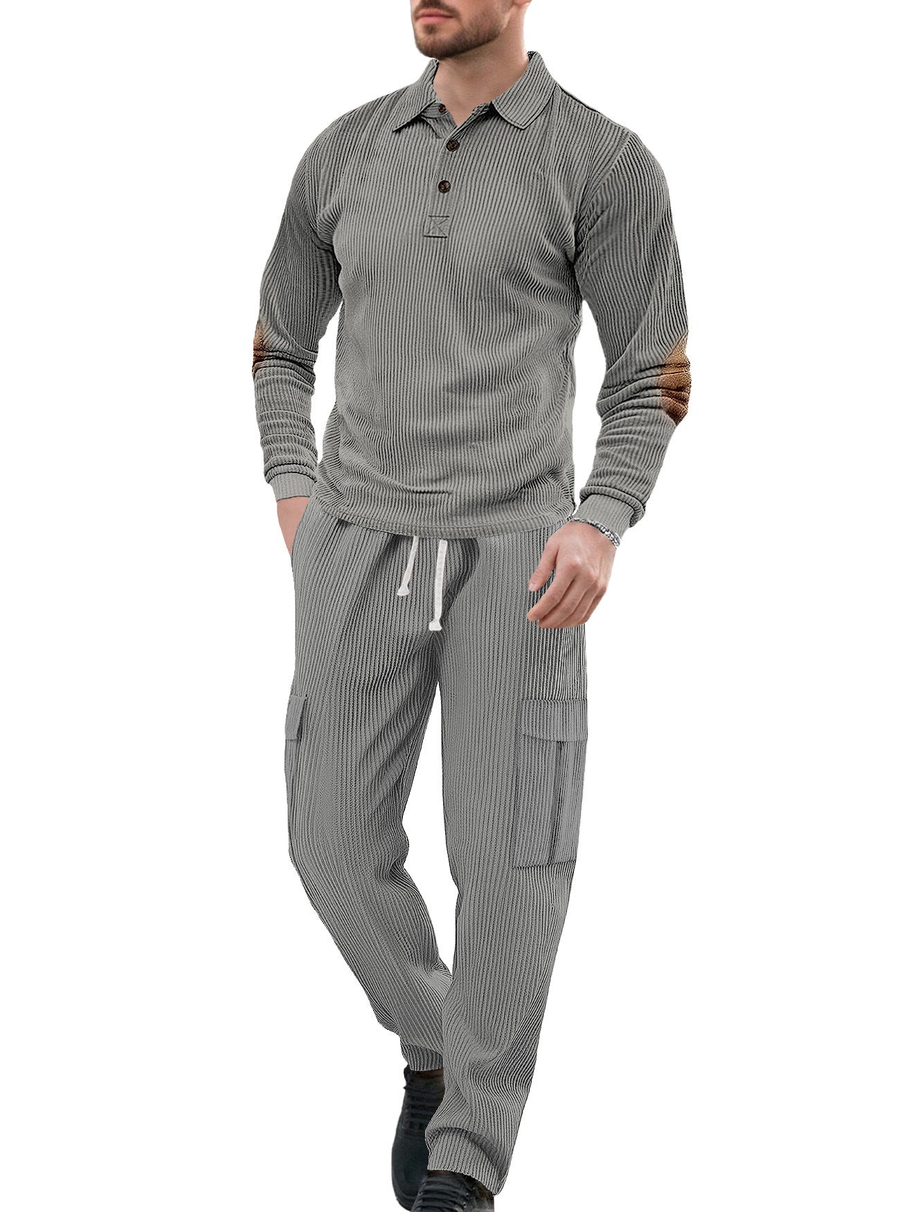 Men's Casual Solid Color Army Green Polyester Sport Casual Pants Pant Co-ord Set