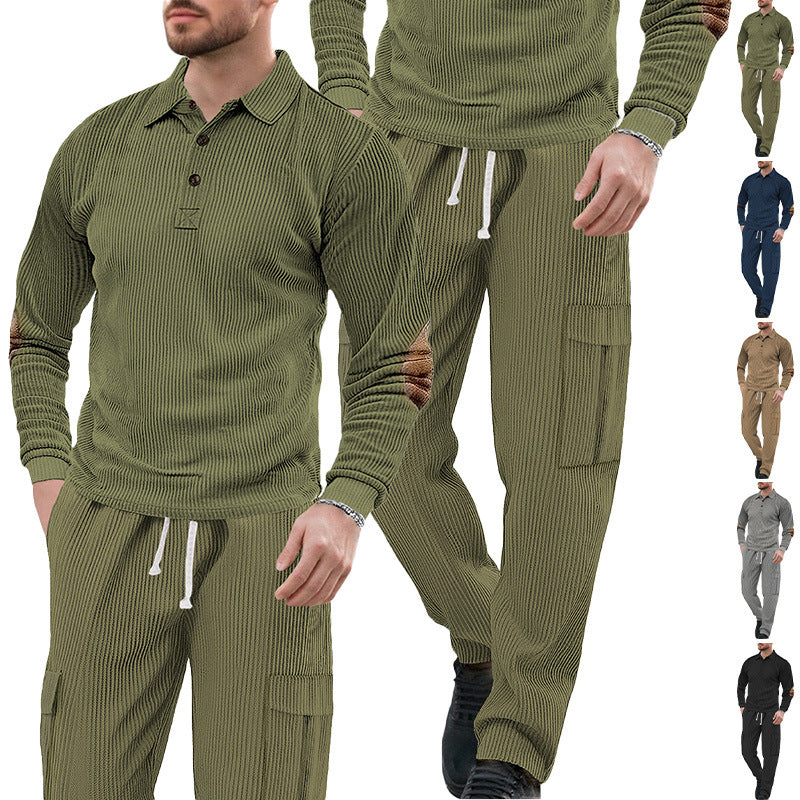 Men's Casual Solid Color Army Green Polyester Sport Casual Pants Pant Co-ord Set