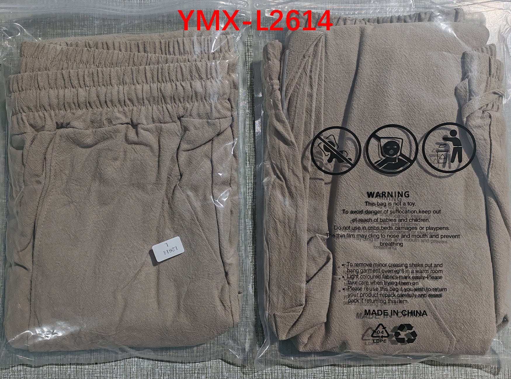 Men's Solid Color Wide Leg Full Length Casual Pants In Linen Fabric With Hip-Hop Style