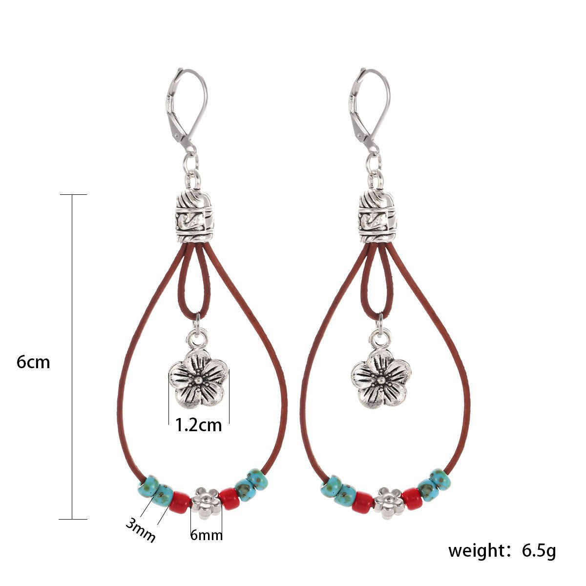 Bohemian Flowers Earrings For Women Featuring Beading Craft With Jade Inlay And Zinc Alloy Material