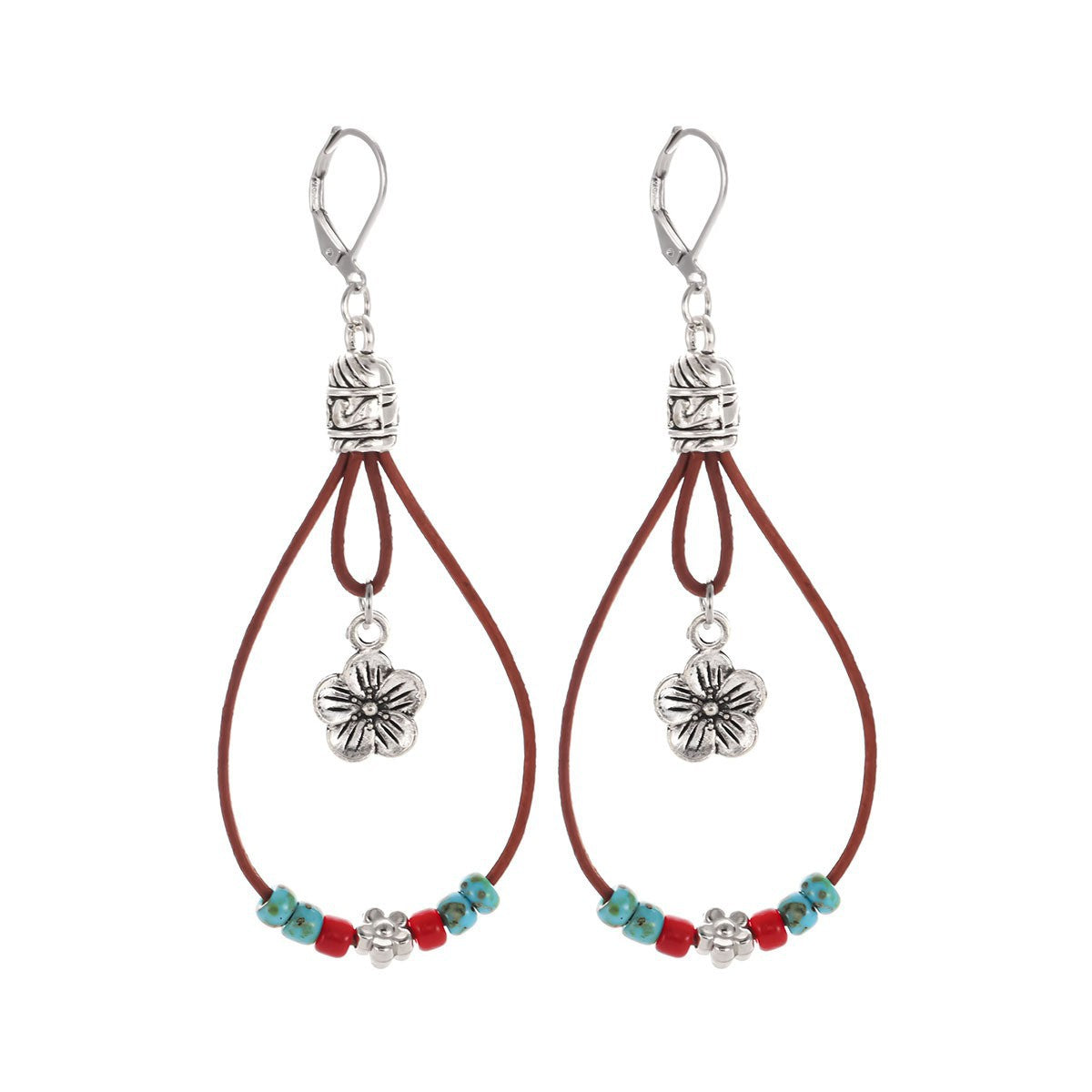 Bohemian Flowers Earrings For Women Featuring Beading Craft With Jade Inlay And Zinc Alloy Material