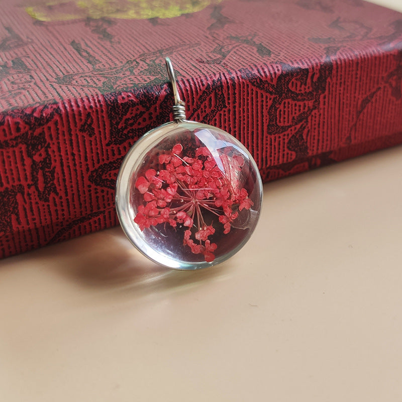 Handmade Multicolor Glass Plant Pendant Necklace In Sweet Style For Unisex
