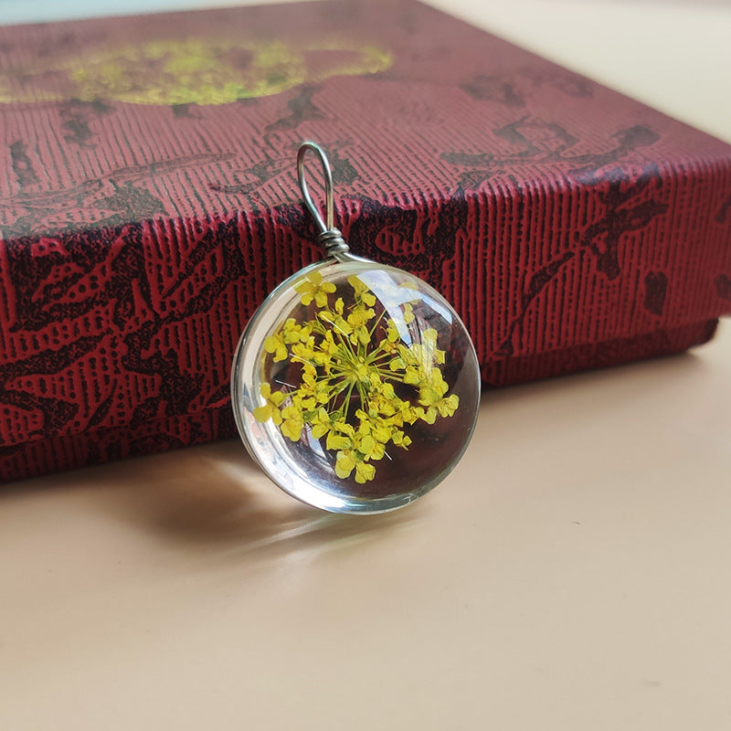 Handmade Multicolor Glass Plant Pendant Necklace In Sweet Style For Unisex