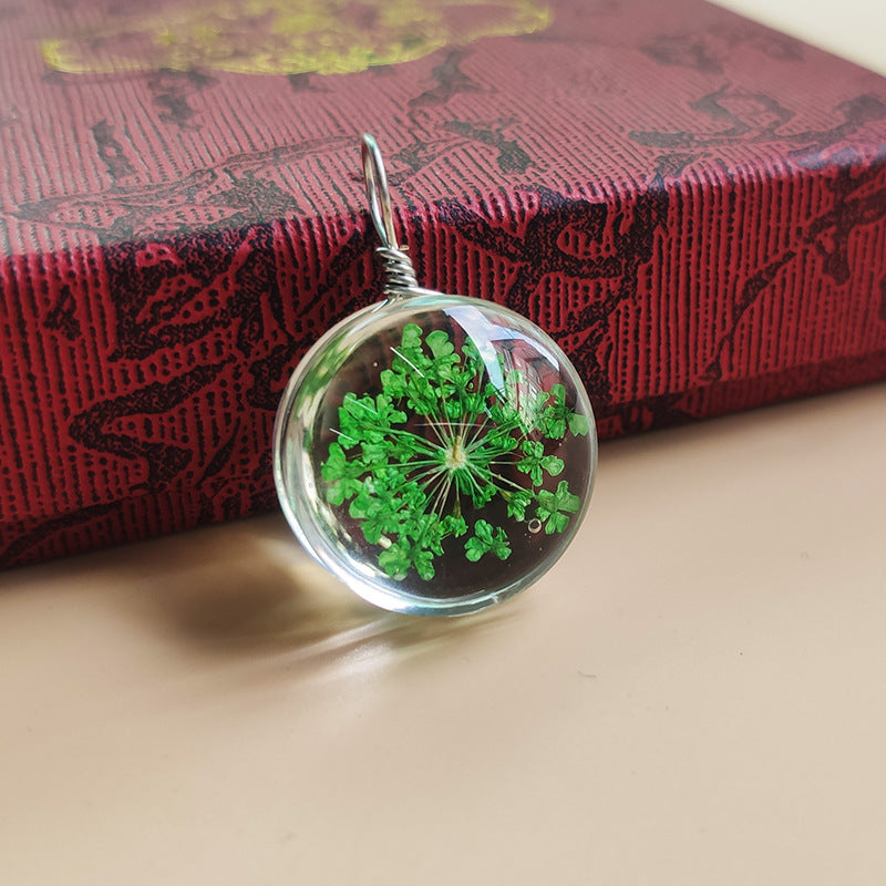 Handmade Multicolor Glass Plant Pendant Necklace In Sweet Style For Unisex
