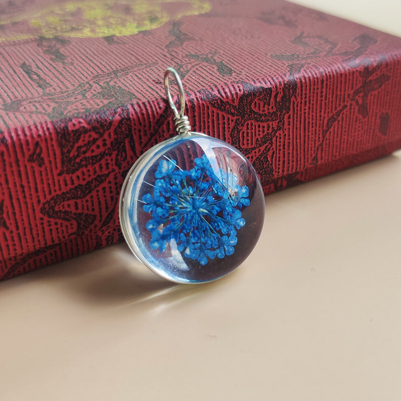 Handmade Multicolor Glass Plant Pendant Necklace In Sweet Style For Unisex