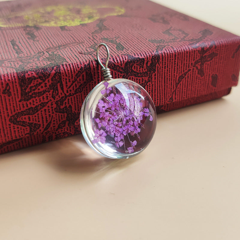 Handmade Multicolor Glass Plant Pendant Necklace In Sweet Style For Unisex