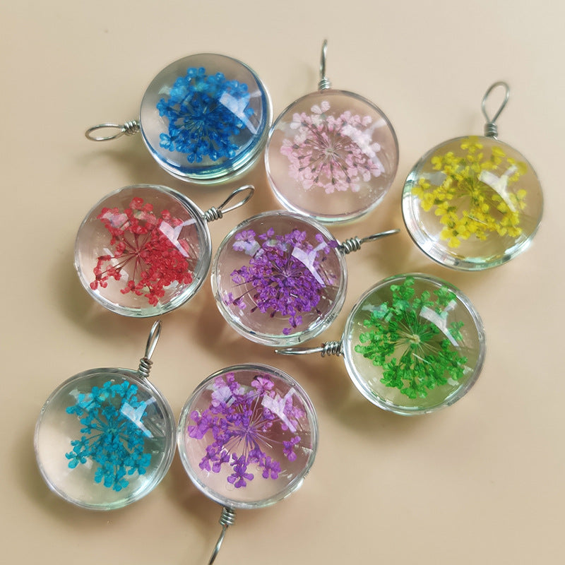 Handmade Multicolor Glass Plant Pendant Necklace In Sweet Style For Unisex