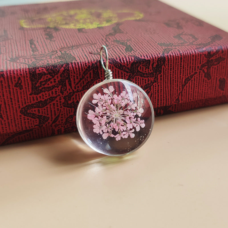 Handmade Multicolor Glass Plant Pendant Necklace In Sweet Style For Unisex