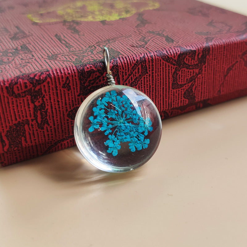 Handmade Multicolor Glass Plant Pendant Necklace In Sweet Style For Unisex