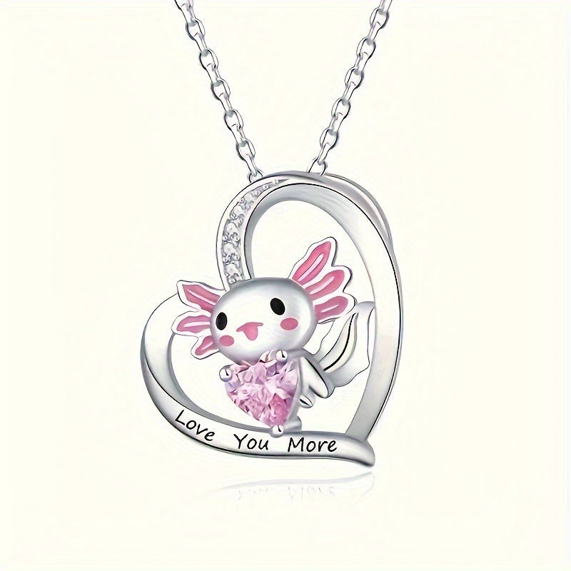 Cute Heart Shape Necklace For Unisex Featuring Alloy Pendant Material And Sparkling Rhinestones Inlay